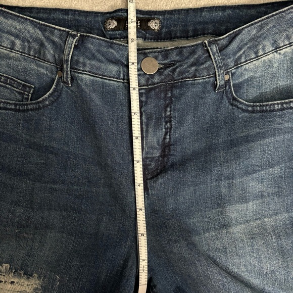 Tru Luxe Jeans slouchy boyfriend plaid flannel patches & holes 31/12p - Picture 10 of 13